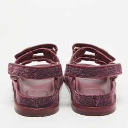 Pre Owned Chanel Purple Quilted Velvet CC Dad Sandals Size 39
