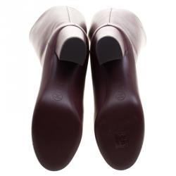 Chanel Burgundy Leather CC Block Heel Tall  Boots Size 36.5