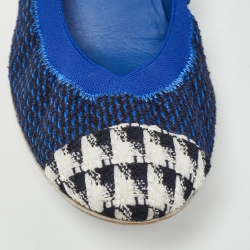 مملوكة مسبقًا Chanel Tricolor Knit Fabric and Tweed Cap Toe CC Scrunch Pumps Size 41.5