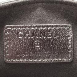 Pre Owned Chanel Silver Leather Quilted Smart Clutch