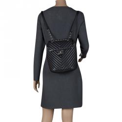 Pre Owned Chanel Black Chevron Quilted Leather Small Urban Spirit Backpack