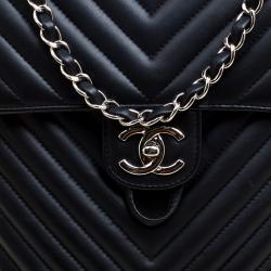 Pre Owned Chanel Black Chevron Quilted Leather Small Urban Spirit Backpack