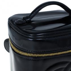 مملوكة مسبقًا حقيبة شد شانيل فانيتي جلد لامع أسود