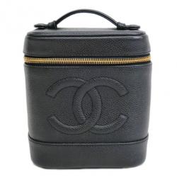 Chanel Caviar Leather Vanity Case Bag With Leather Strap #009