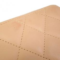 Pre Owned Chanel Beige Lambskin Cambon Pouch