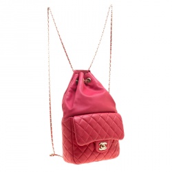 Pre Owned Chanel Red Quilted Leather Small Seoul Backpack