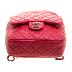 Pre Owned Chanel Red Quilted Leather Small Seoul Backpack
