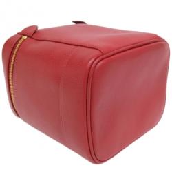 Pre Owned Chanel Red Caviar Vanity Bag