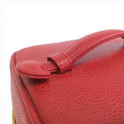 Pre Owned Chanel Red Caviar Vanity Bag