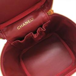 Pre Owned Chanel Red Caviar Vanity Bag