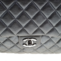 Pre Owned Chanel Silver Quilted Leather Large Seoul Backpack
