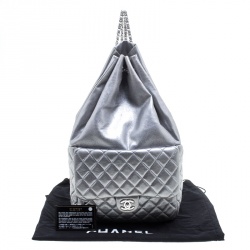 Pre Owned Chanel Silver Quilted Leather Large Seoul Backpack