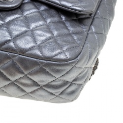 Pre Owned Chanel Silver Quilted Leather Large Seoul Backpack