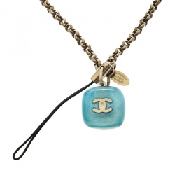 Pre Owned Chanel CC Logo Resin Charm Gold Tone Cell Phone Strap