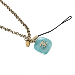 Pre Owned Chanel CC Logo Resin Charm Gold Tone Cell Phone Strap