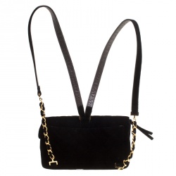 Pre Owned Chanel Black Velvet Vintage Backpack
