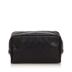 Chanel Black Quilted Leather Cosmetic Pouch
