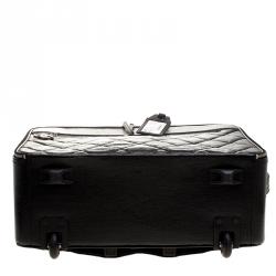 Chanel Black Quilted Glossy Coated Canvas Carry On Luggage