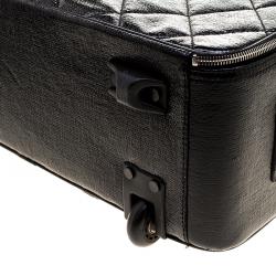 Chanel Black Quilted Glossy Coated Canvas Carry On Luggage