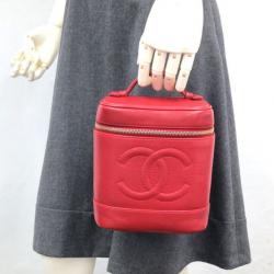 Pre Owned Chanel Red Caviar Cosmetic Vanity Bag