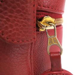 Pre Owned Chanel Red Caviar Cosmetic Vanity Bag