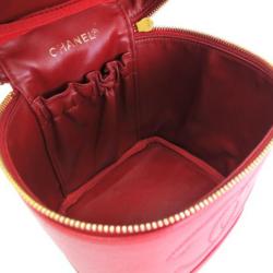Pre Owned Chanel Red Caviar Cosmetic Vanity Bag