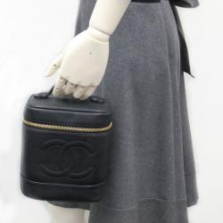 Pre Owned Chanel Black Caviar Cosmetic Vanity Bag