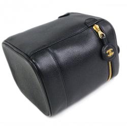 Pre Owned Chanel Black Caviar Cosmetic Vanity Bag