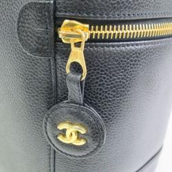 Pre Owned Chanel Black Caviar Cosmetic Vanity Bag