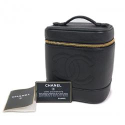 Pre Owned Chanel Black Caviar Cosmetic Vanity Bag