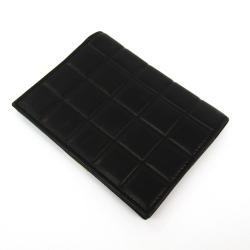 Pre Owned Chanel Black Bar Quilted Leather Card Holder Cover