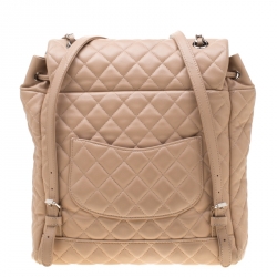 Pre Owned Chanel Beige Quilted Leather Urban Spirit Backpack