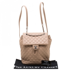Pre Owned Chanel Beige Quilted Leather Urban Spirit Backpack