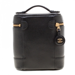 Pre Owned Chanel Black Caviar Leather Cosmetic Vanity Bag