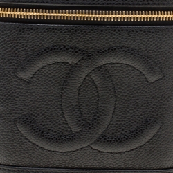 Pre Owned Chanel Black Caviar Leather Cosmetic Vanity Bag