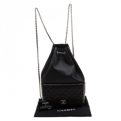 Pre Owned Chanel Black Quilted Leather Seoul Backpack