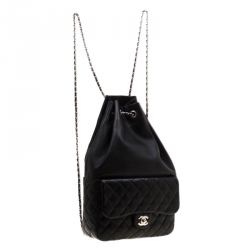 Pre Owned Chanel Black Quilted Leather Seoul Backpack
