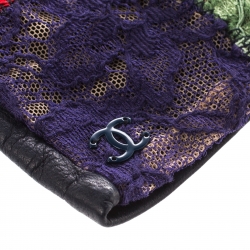 مملوكة مسبقًا قفازات شانيل بلا أصابع دانتيل و جلد متعدد الألوان