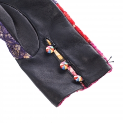 مملوكة مسبقًا قفازات شانيل بلا أصابع دانتيل و جلد متعدد الألوان