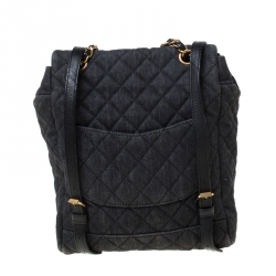 Pre Owned Chanel Blue Washed Denim Urban Spirit Backpack 