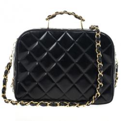Chanel 2022 Patent Vanity Case w/ Chain - Black Mini Bags, Handbags -  CHA852720