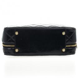 Pre Owned Chanel Vintage Black Patent 2way Lunch Box Crossbody Bag