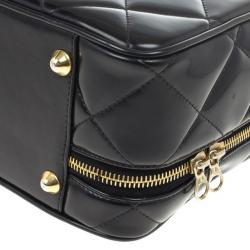 Pre Owned Chanel Vintage Black Patent 2way Lunch Box Crossbody Bag