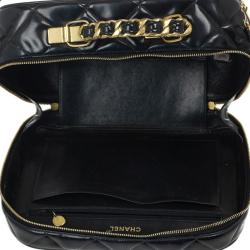 Pre Owned Chanel Vintage Black Patent 2way Lunch Box Crossbody Bag
