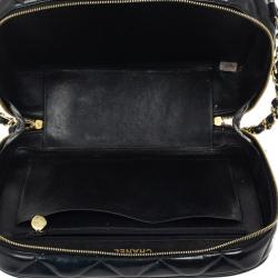 Pre Owned Chanel Vintage Black Patent 2way Lunch Box Crossbody Bag