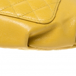 Pre Owned Chanel Yellow Quilted Leather Fanny Pack Waistbelt Bag