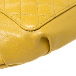Pre Owned Chanel Yellow Quilted Leather Fanny Pack Waistbelt Bag