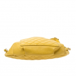 Pre Owned Chanel Yellow Quilted Leather Fanny Pack Waistbelt Bag