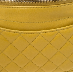 Pre Owned Chanel Yellow Quilted Leather Fanny Pack Waistbelt Bag