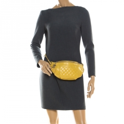 Pre Owned Chanel Yellow Quilted Leather Fanny Pack Waistbelt Bag